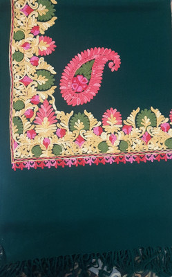 Allure Motifs Acrylic Embroidered Women Shawl(Green)