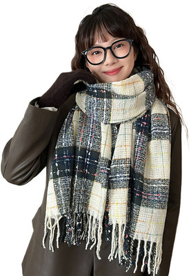 Frackson Acrylic, Wool Solid, Self Design Women Shawl(Green)
