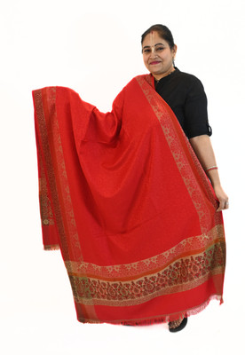 Vrinde Wool Self Design Women Shawl(Red)
