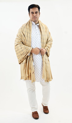 Vrinde Wool Checkered Men Shawl(Beige)