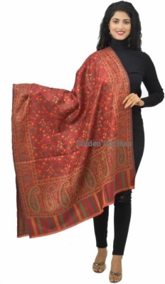 Golden Stichies Wool Paisley Women Shawl(Maroon)