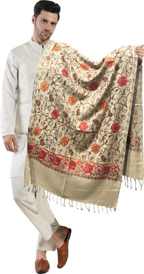 manra Wool Floral Print Men Shawl(Multicolor)