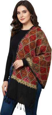 Fancy duppatta house Pashmina Embroidered, Embellished Women, Men Shawl(Black)