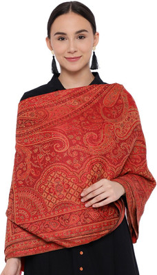 CHOUDHARYRETAILS Wool Floral Print Women Shawl(Red)