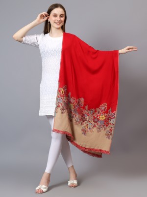 Mizash Wool Woven Women Shawl(Red)