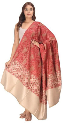 Braid N Cord Polyester Wool Blend Applique Women Shawl(Maroon)