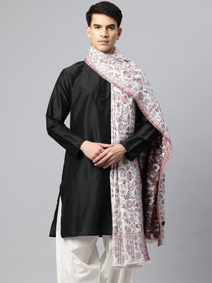 swi stylish Wool Woven Men Shawl(White)