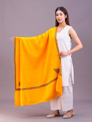 swi stylish Pashmina Woven Women Shawl(Yellow)