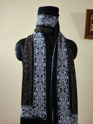 VASANTSHAWLS Acrylic Embroidered Women Shawl(Black)