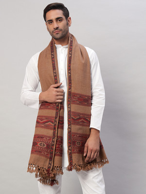 Ravaiyaa - Attitude Is Everything Wool Solid Men Shawl(Brown)