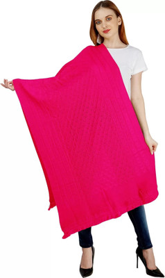 Pick Ur Needs Wool Self Design Women Shawl(Pink)