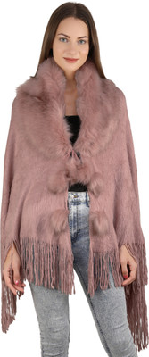 Life and style Wool Solid Women Shawl(Pink)