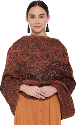 CHOUDHARYRETAILS Wool Floral Print Women Shawl(Brown)