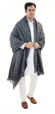 Sprha Wool Checkered Men Shawl(Grey)