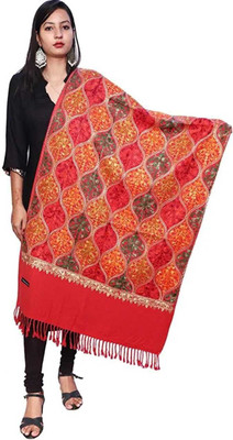 CHOUDHARYRETAILS Wool Embroidered Women Shawl(Red)
