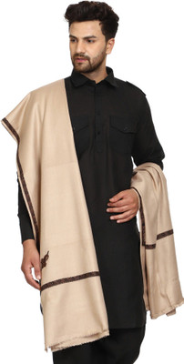 HOC Wool Embroidered Men Shawl(Brown, Beige)