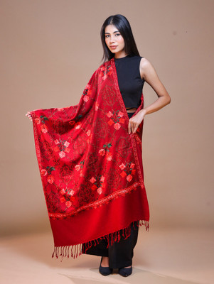 swi stylish Wool Printed Women Shawl(Maroon)