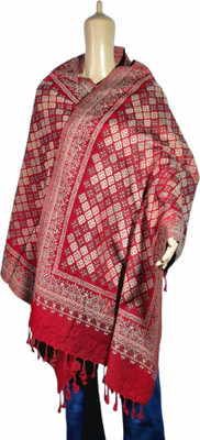 Home craze Wool Woven Women Shawl(Maroon)