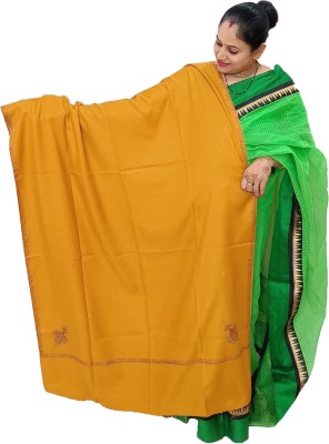 Vrinde Wool Embroidered Women Shawl(Yellow)