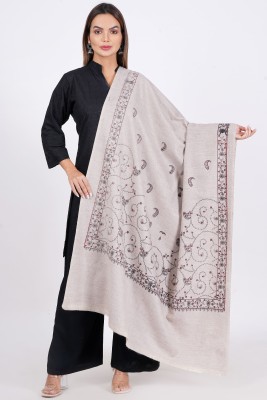 Vrinde Wool Printed Women Shawl(Grey)