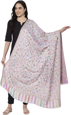 MUFFLY Wool Floral Print Women Shawl(Multicolor)