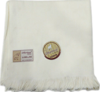 Dhariwal Polyester Wool Blend Solid Men Shawl(White)