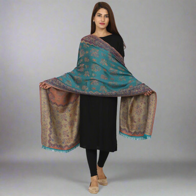 swi stylish Wool Woven Women Shawl(Green)