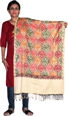 BE SWADESHI Wool Embroidered Women Shawl(Beige)