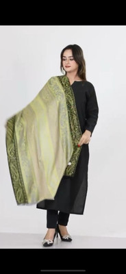 Bharti Silk Embroidered Women Shawl(Green)