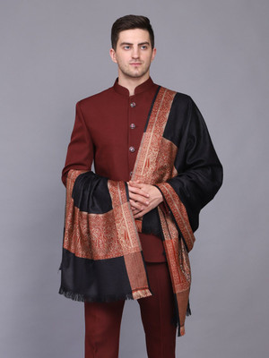 GREEN AGRITECH Acrylic Woven Men Shawl(Black, Red)