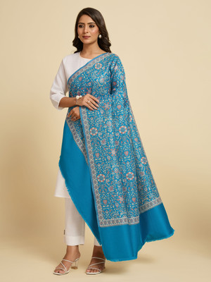 GK VILLA Poly Wool Woven Women Shawl(Blue)