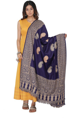 Kti Viscose Embroidered Women Shawl(Blue)