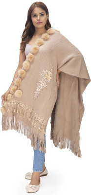 Life and style Wool Self Design Women Shawl(Beige)