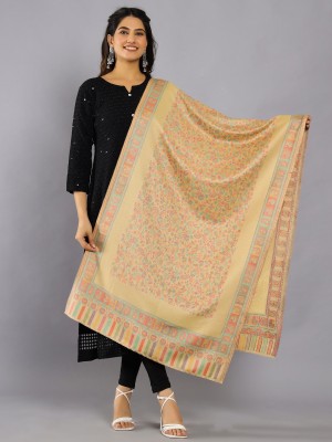 Ravaiyaa - Attitude Is Everything Wool Floral Print Women Shawl(Beige)