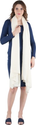 MUFFLY Wool Solid Women Shawl(White)