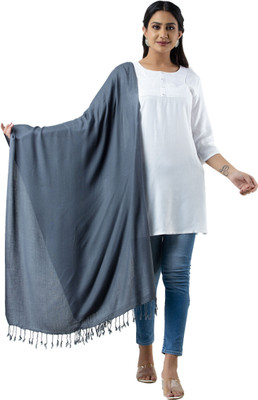 KEATY Wool Solid Women Shawl(Grey)