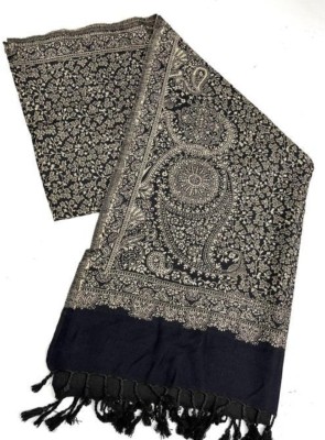 SS Traders Wool, Acrylic Woven Women Shawl(Black)