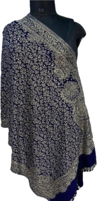 Bombayprint Wool Self Design Women Shawl(Dark Blue)