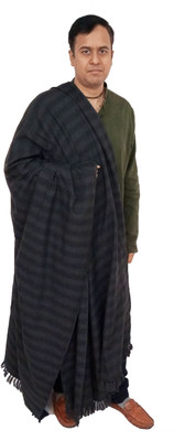 Vrinde Wool Striped Men Shawl(Black)