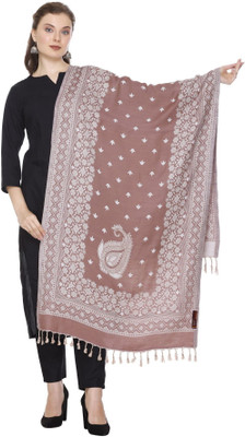 Kti Viscose, Acrylic Floral Print Women Shawl(Pink)