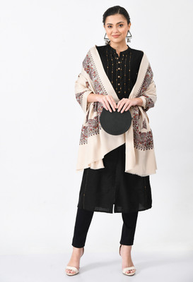GLADLY Wool Printed Women Shawl(Beige)
