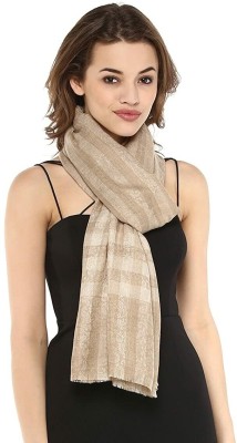 Kashmiri queen Wool, Cashmere Checkered Women Shawl(Brown)