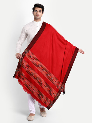 Zamour Wool Geometric Print Men Shawl(Maroon)
