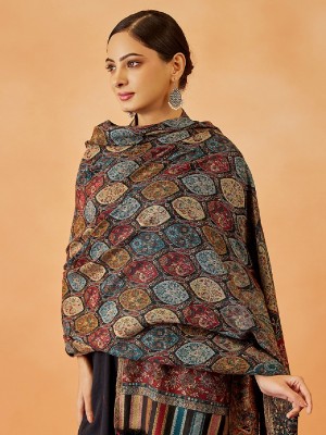 Pashmoda Wool Woven Women Shawl(Black)