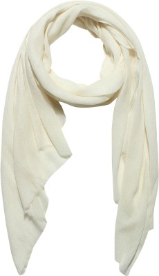 MUFFLY Wool Solid Women Shawl(White)