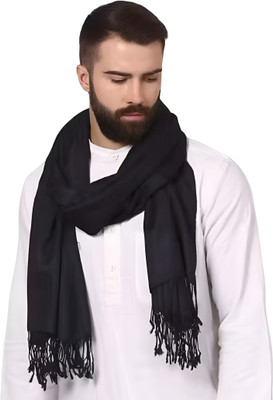 Collective Stitch Cotton Solid Men Shawl(Black)