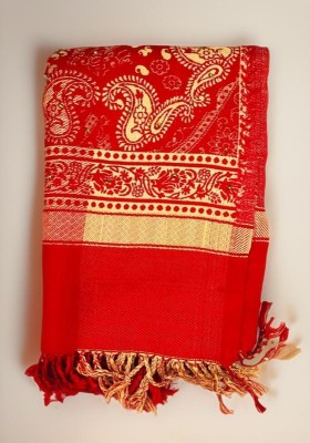 NORTH FASHION Wool, Pashmina Self Design, Embellished, Woven, Embellished Women Shawl(Red)