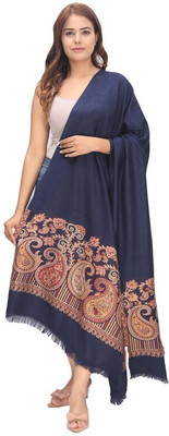 Life and style Wool Printed Women Shawl(Blue)