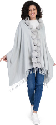 Life and style Wool Self Design Women Shawl(Grey)