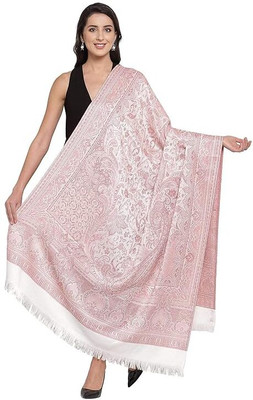Kashmiri queen Pashmina Self Design Women Shawl(White)